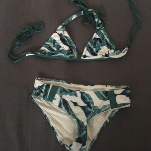 Green and White Tropical Print Patagonia Bikini